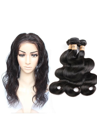 7A 360 Frontal with 2 Bundles Indian Hair Body Wave
