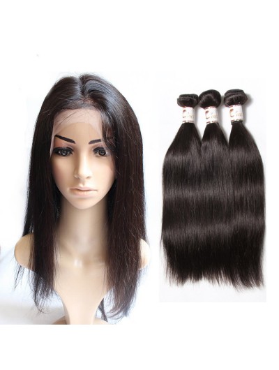 7A 360 Frontal with 2 Bundles Indian Hair Straight