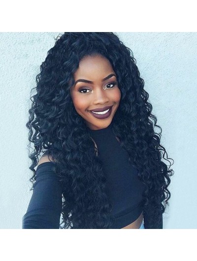 180% Density Loose Curly Human Hair Wigs Lace Front Wigs With Baby Hair