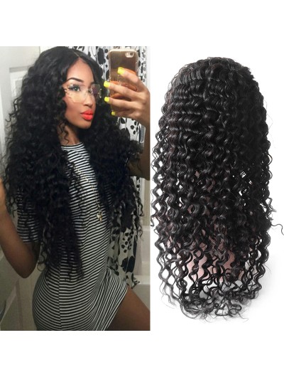 130% Density Lace Front Human Hair Wig For Black Women Deep Wave