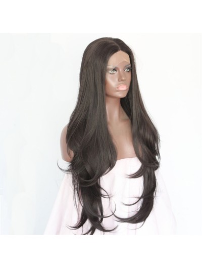 Black Women Lace Front Half Handmade Synthetic Natural Wavy Wig