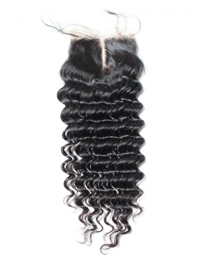 8A Premium 4 x 4 Lace Closure Brazilian Hair Deep Wave