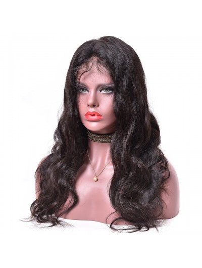 20 Inch Body Wave Brazilian Virgin Human Hair Hand Tied Elastic Full Lace Wig
