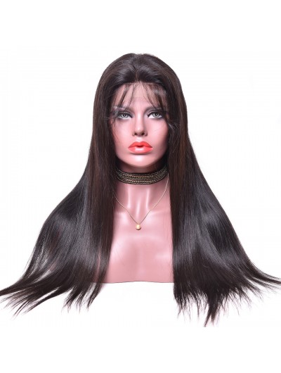 Straight 150% Density Brazilian Virgin Human Hair Glueless Lace Front Wig