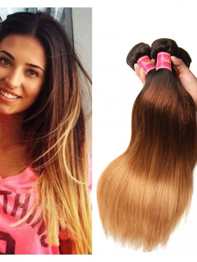 7A Brazilian Virgin Hair Ombre T1B/4/27 Straight Weave Ombre Brazilian Straight Hair