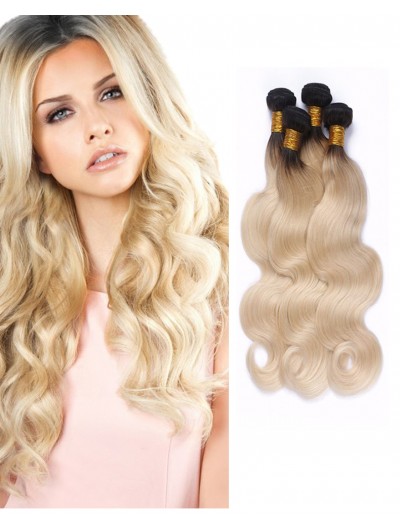 8A Wet And Wavy 1B/ 613 Blonde Virgin Hair Ombre Brazilian Hair Weave