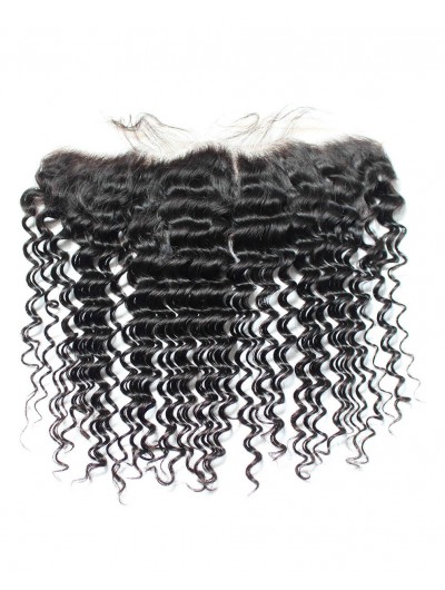 8A Premium 4 x 13 Lace Frontal Peruvian Hair Deep Wave