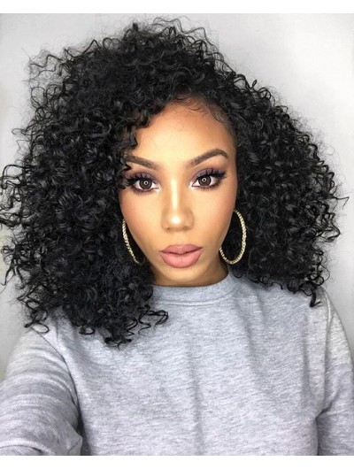 Capless Medium Synthetic Hair Curly Wig Without Bangs