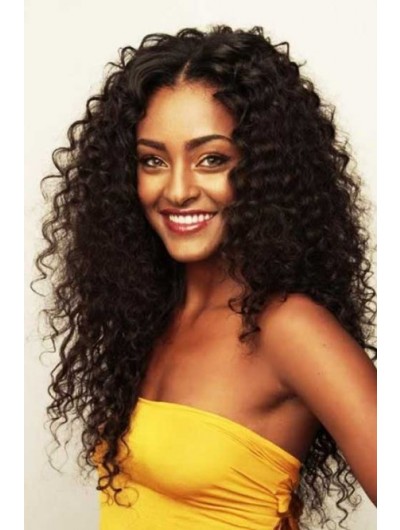 Easy Kinky Curly Center Parted With Layers Wig