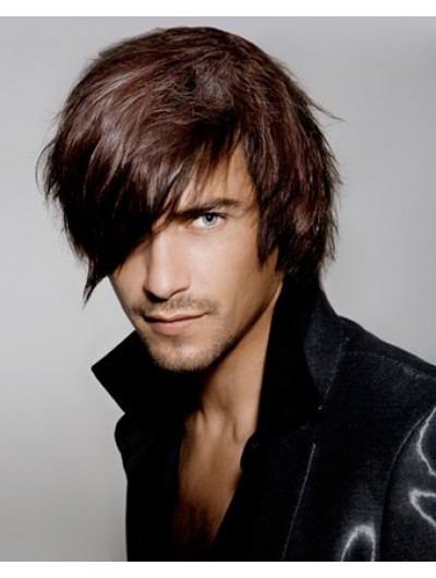 Capless Short Synthetic Hair Straight Mens Wig