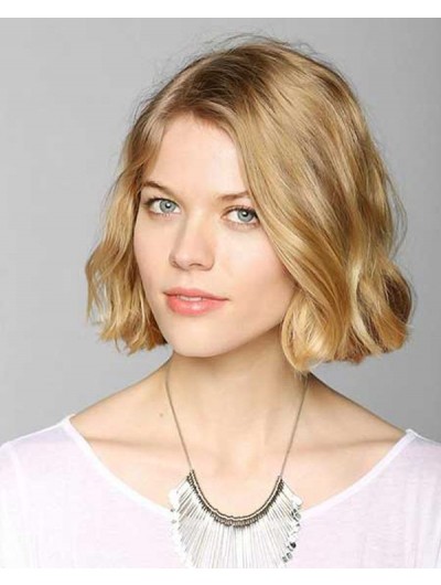 Synthetic Lace Front Short Wavy Wig Without Bangs
