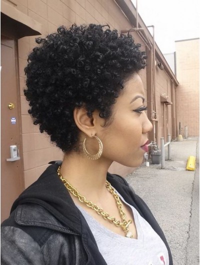 Curly Capless Short Synthetic Hair Without Bangs Black Wig