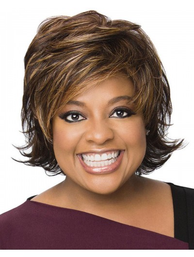 Wavy Capless Short Synthetic Hair Afro Brown Wig