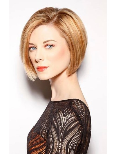 Straight Lace Front Chin Length Synthetic Hair Bobs Blonde Wig