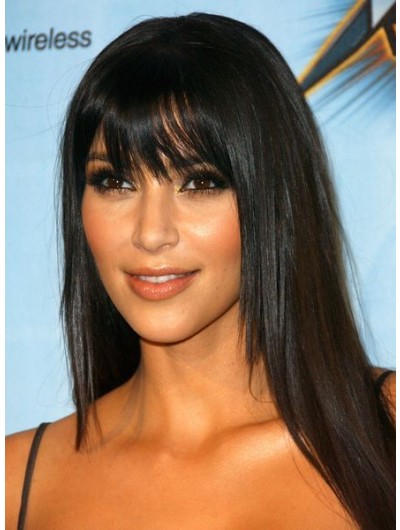 Capless Long Remy Human Hair Straight Wig With Bangs