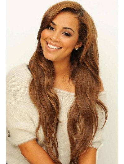 Lace Front Long Synthetic Hair Wavy Wig Without Bangs