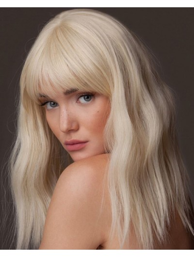 Capless Long Synthetic Hair Wavy Wig With Bangs