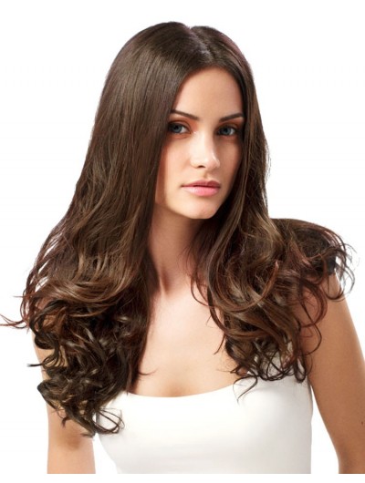 Lace Front Long Synthetic Hair Wavy Wig Without Bangs