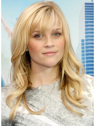 Capless Long Synthetic Hair Wavy Blonde Wig With Bangs