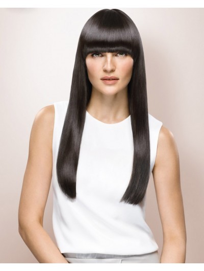 Capless Long Synthetic Hair Straight Black Wig With Bangs