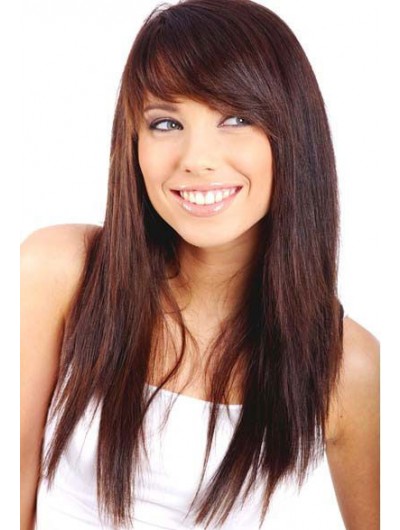 Capless Long Synthetic Hair Straight Wig With Bangs