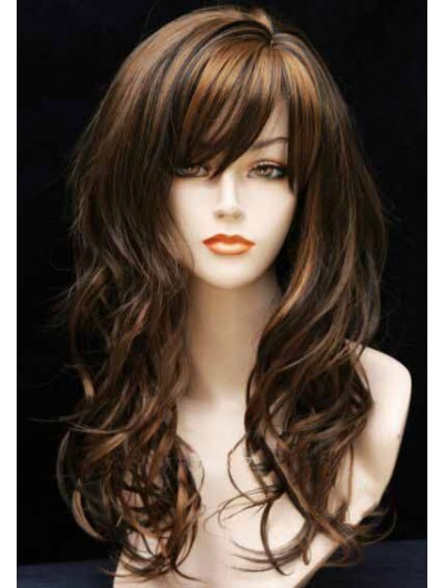 Capless Long Synthetic Hair Wavy Wig With Bangs
