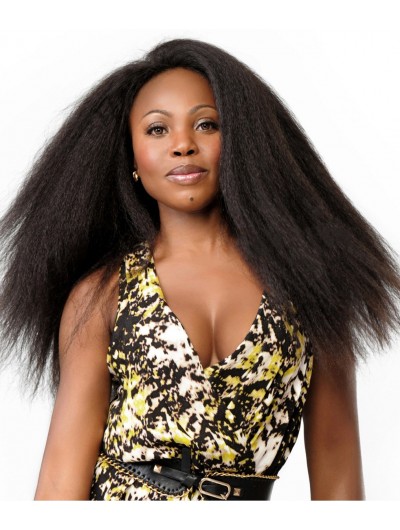 Full Lace Long Synthetic Hair Straight Black Afro Wig