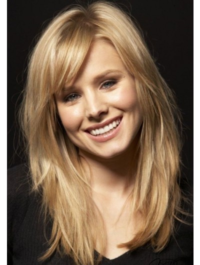 Capless Long Synthetic Hair Straight Blonde Wig With Bangs