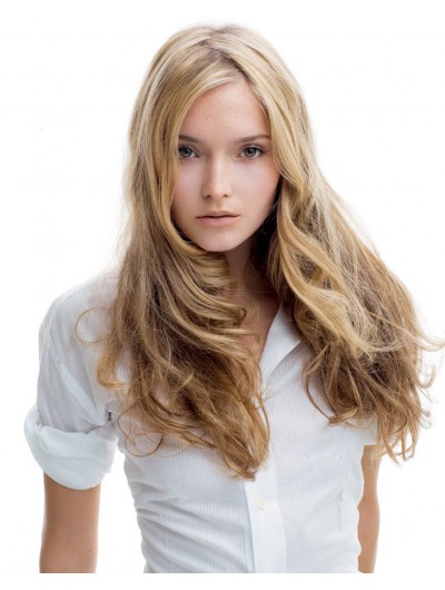 Capless Long Synthetic Hair Wavy Blonde Wig Without Bangs