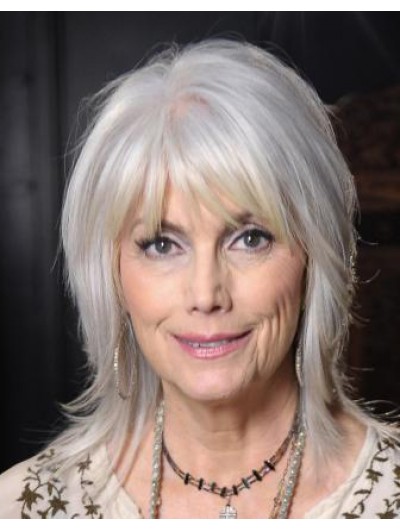 Synthetic Hair Layered Grey Wig For Older Women
