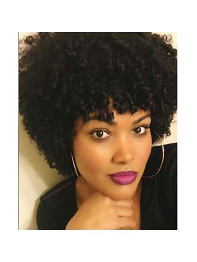 Short Black Afro Curly Wig For Sexy Women