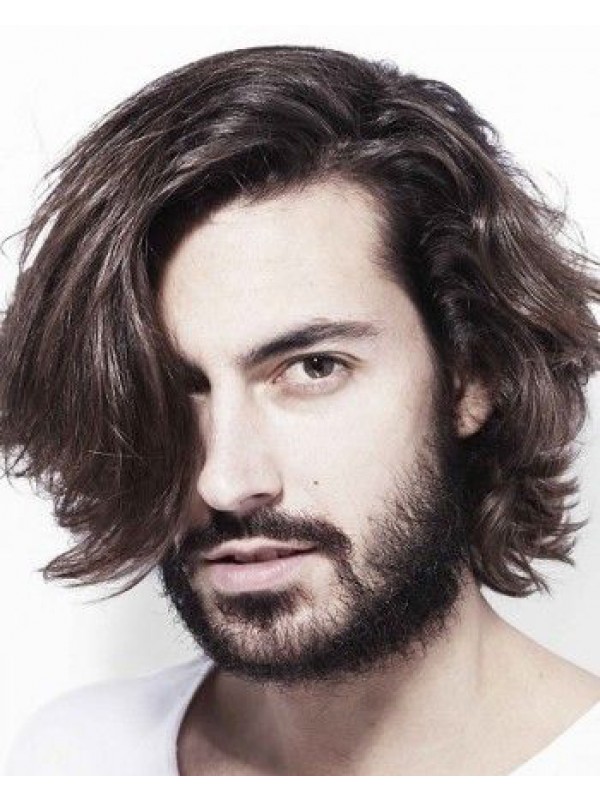 Mens Lace Front Short Remy Human Hair Wavy Wig, Wigs For Men
