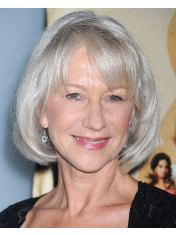 Capless Synthetic Hair Bobs Grey Wig For Older Women, Cheap Grey Wigs